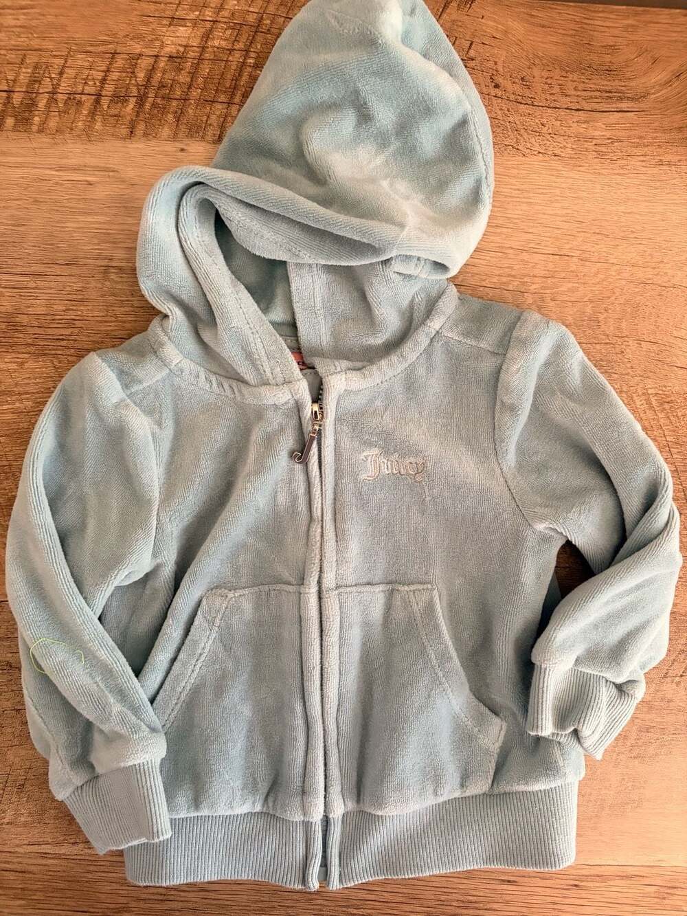 Juicy Couture Baby Girl Blue Velour Rhinestone Crown Zip-Up Hoodie 12M
